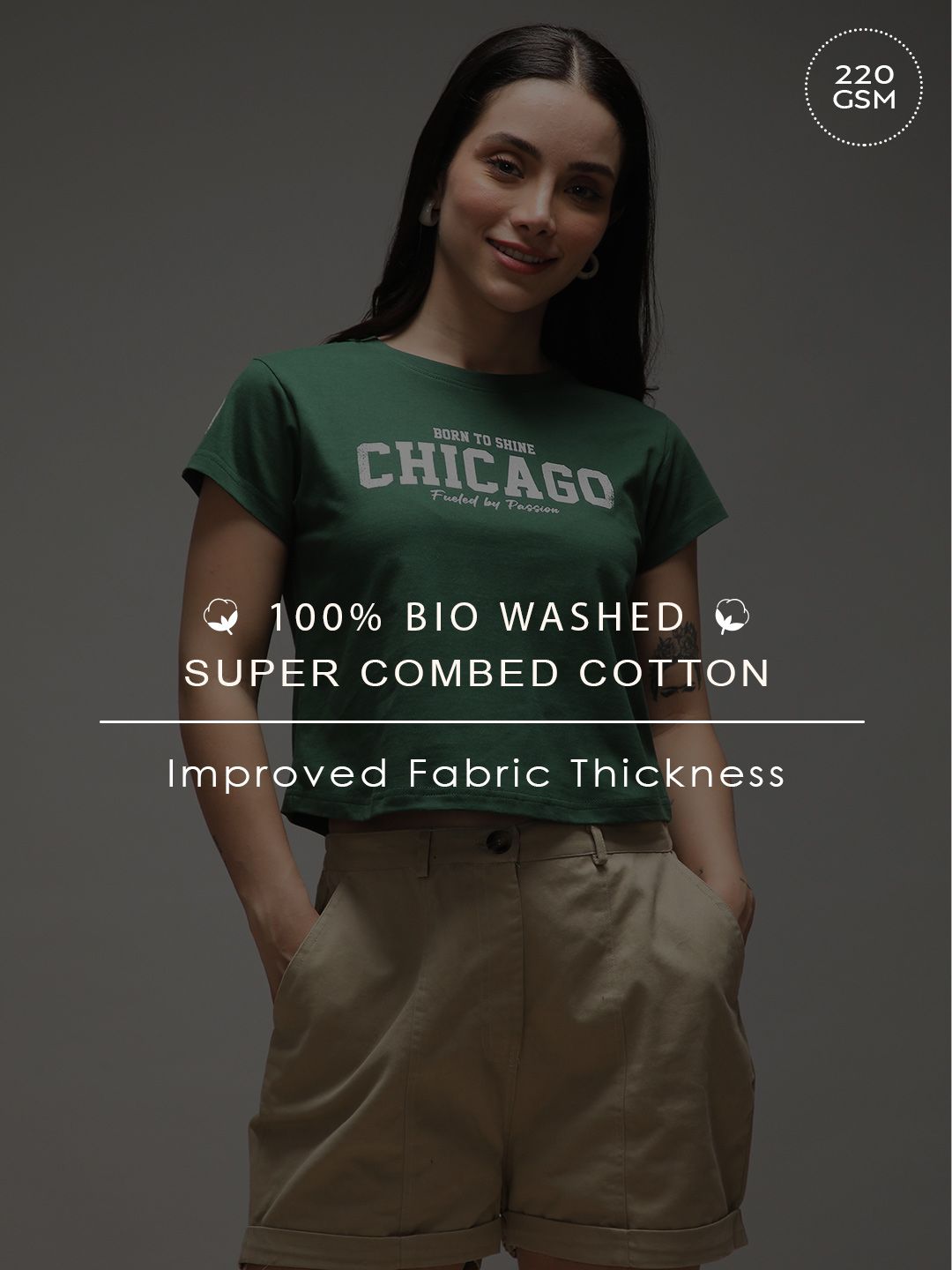 DILLINGER Women Regular Cropped Crew Neck Varsity Printed Tshirt