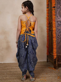 pspeaches V Neck Sleeveless Printed Top & Dhoti Pant Clothing Set
