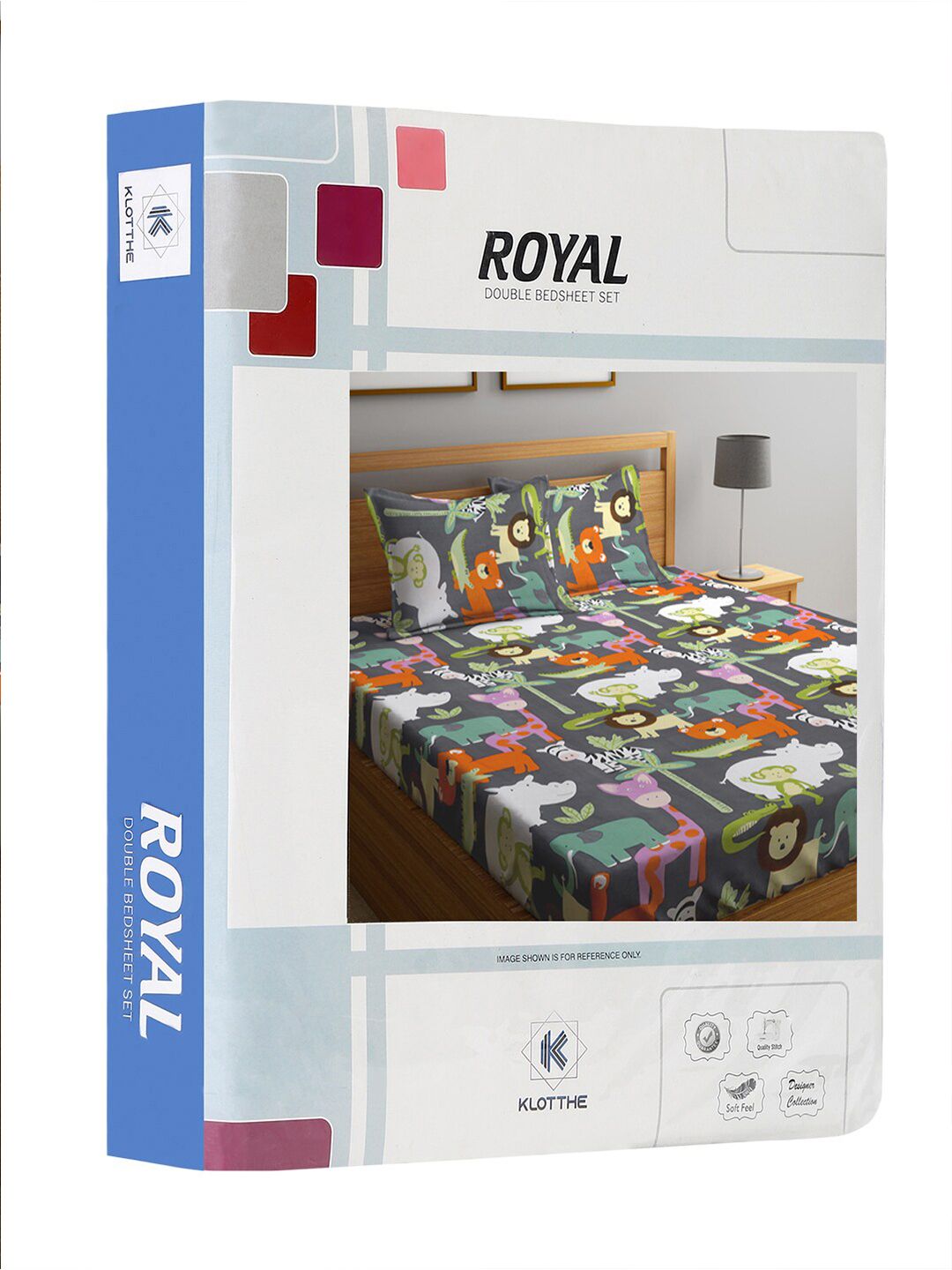 KLOTTHE Cadar 300TC Double Bercetak Perbualan Kelabu & Putih dengan 2 Sarung Bantal