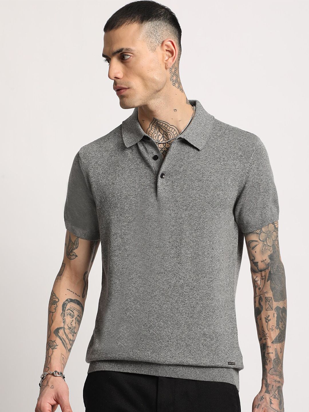 THE BEAR HOUSE Men Solid Regular Fit Cotton Polo Collar T-Shirts