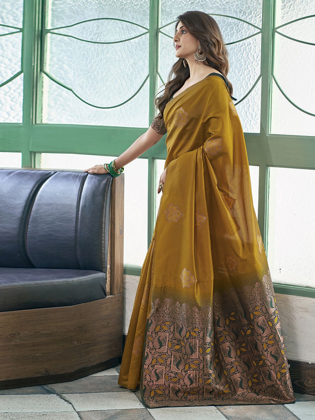 KALINI Floral Zari Silk Blend Saree