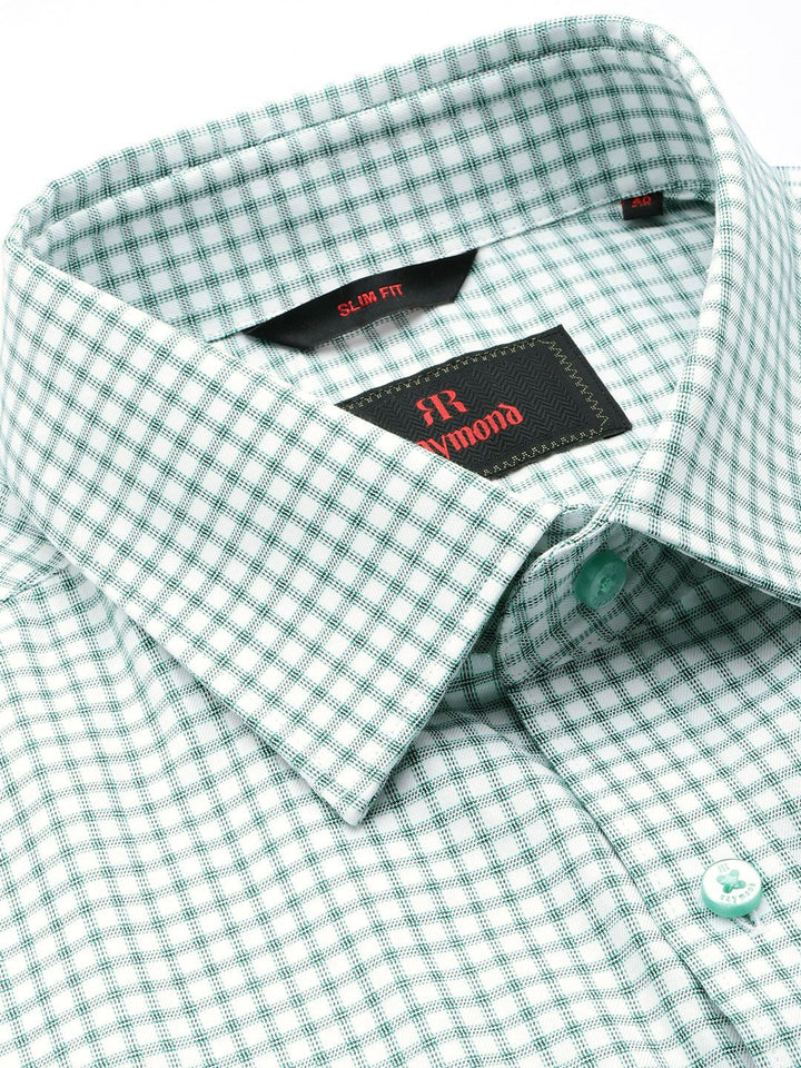 Raymond Men Slim Fit Micro Checks Pure Cotton Formal Shirt