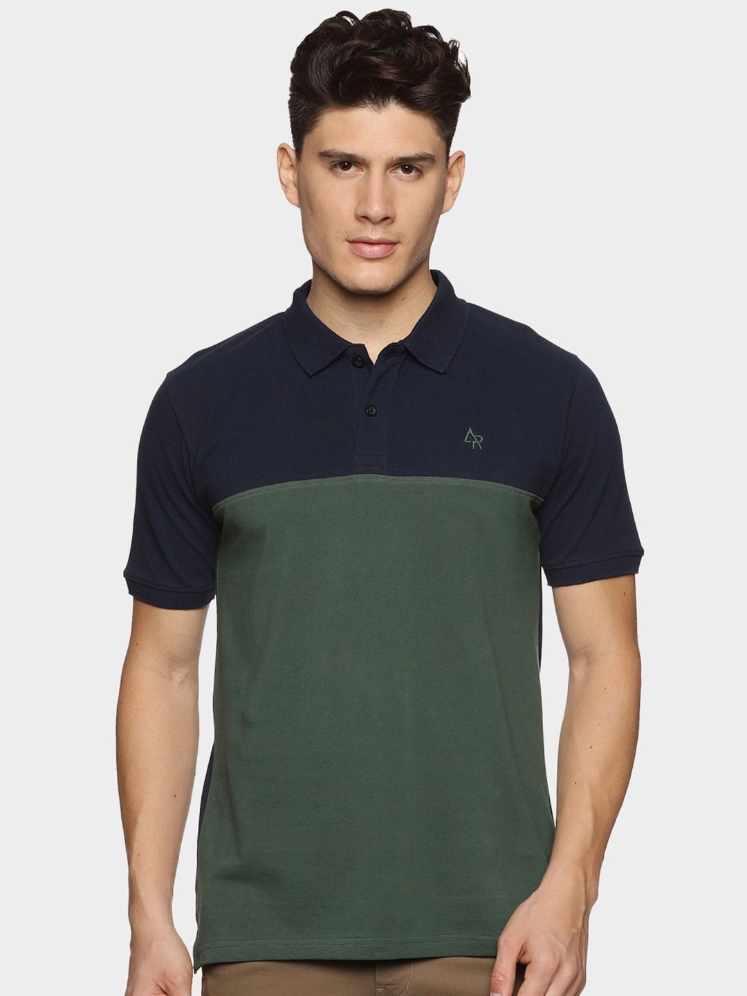 ADRO Colourblocked Cotton Polo Collar T-shirt