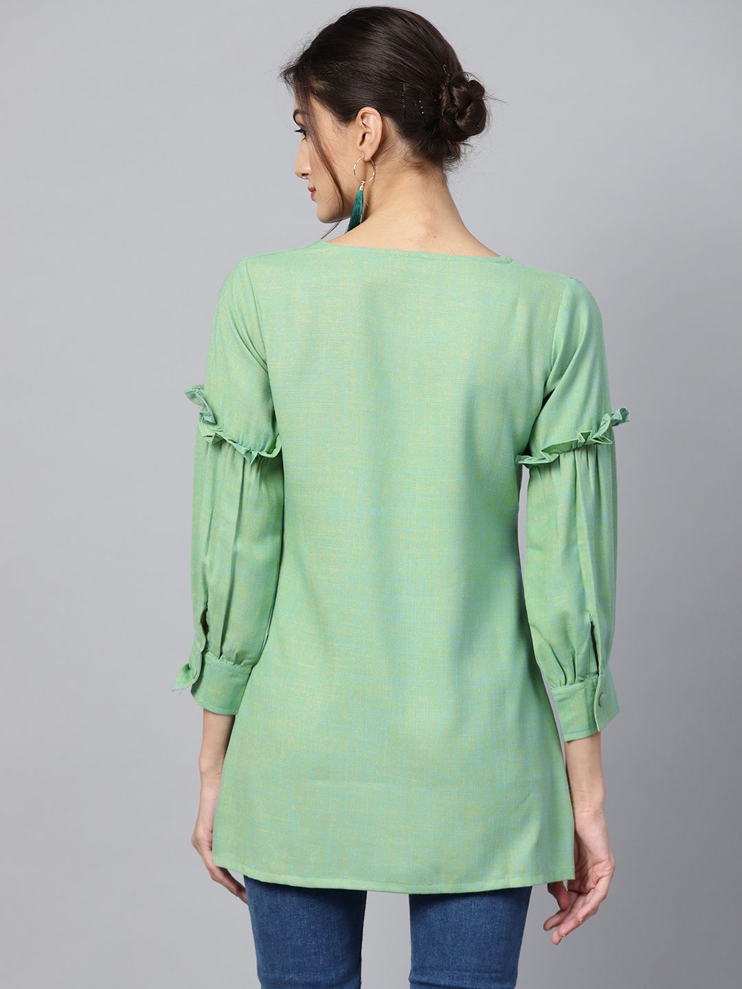 Gerua By Libas Women Green Solid A-Line Kurti