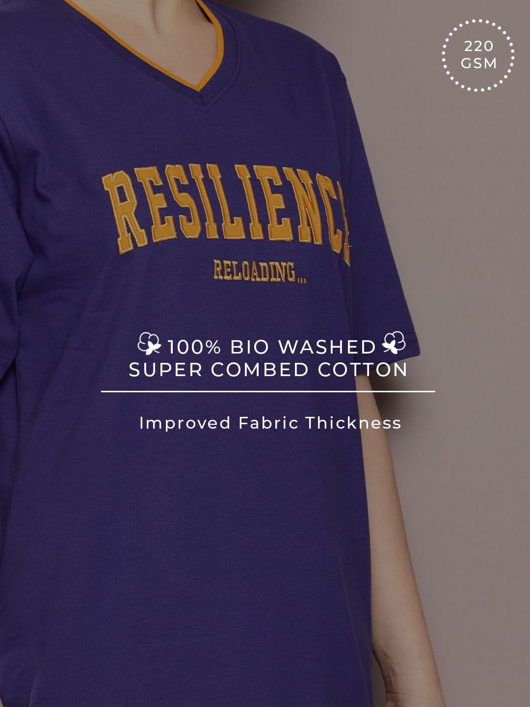 DILLINGER Women Oversized Embroidery V-Neck Tshirt