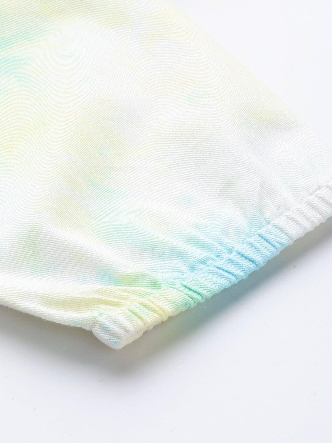 SASSAFRAS Women Off-White & Blue High-Rise Dyed Pure Cotton Joggers