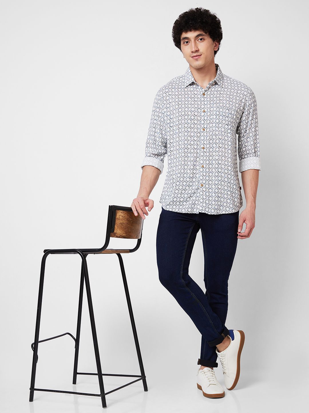 Baju Kasual Kapas Bercetak Geometrik SPYKAR