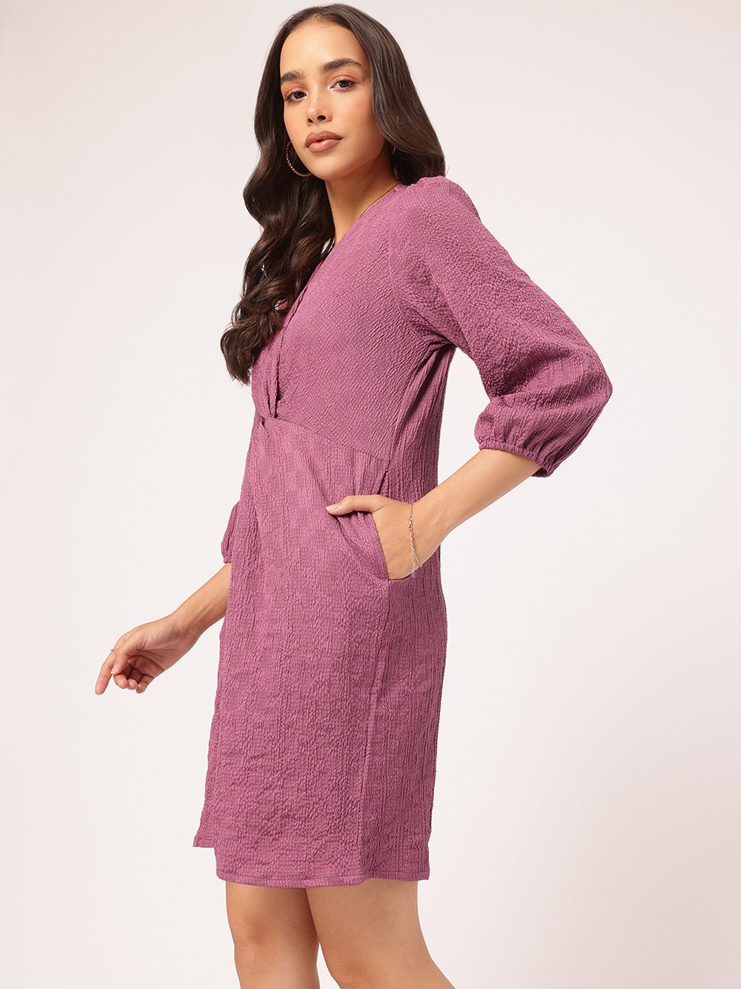 DressBerry Twisted Textures Self-Striped Dress