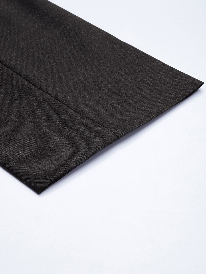 Park Avenue Men Grey Self Designed Mid Rise Smart Formal Trousers