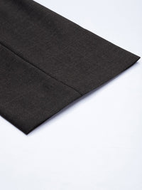 Park Avenue Men Grey Self Designed Mid Rise Smart Formal Trousers