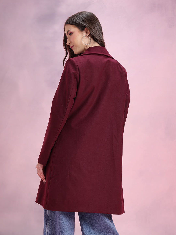 DressBerry Notched Lapel Collar Double-Breasted Overcoat