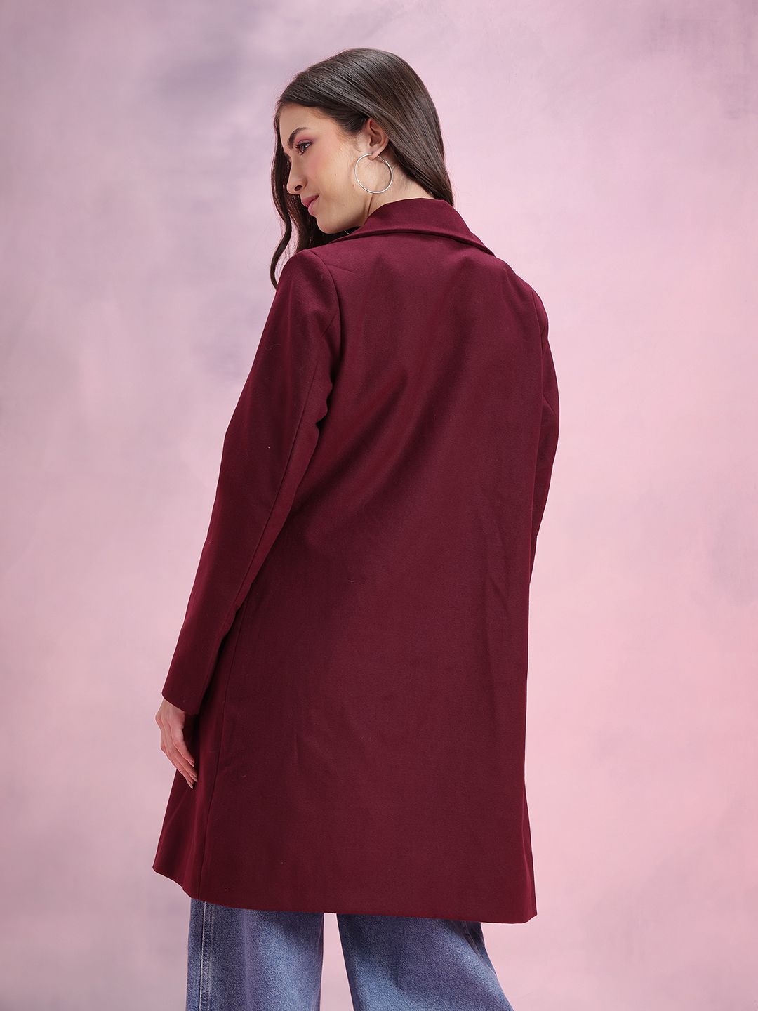 DressBerry Notched Lapel Collar Double-Breasted Overcoat