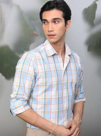 RARE RABBIT Men Campo Slim Fit Tartan Check Opaque Cotton Shirt