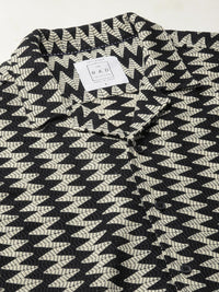 VASTRADO Men Classic Cuban Collar Chevron Printed Cotton Oversized Casual Shirt