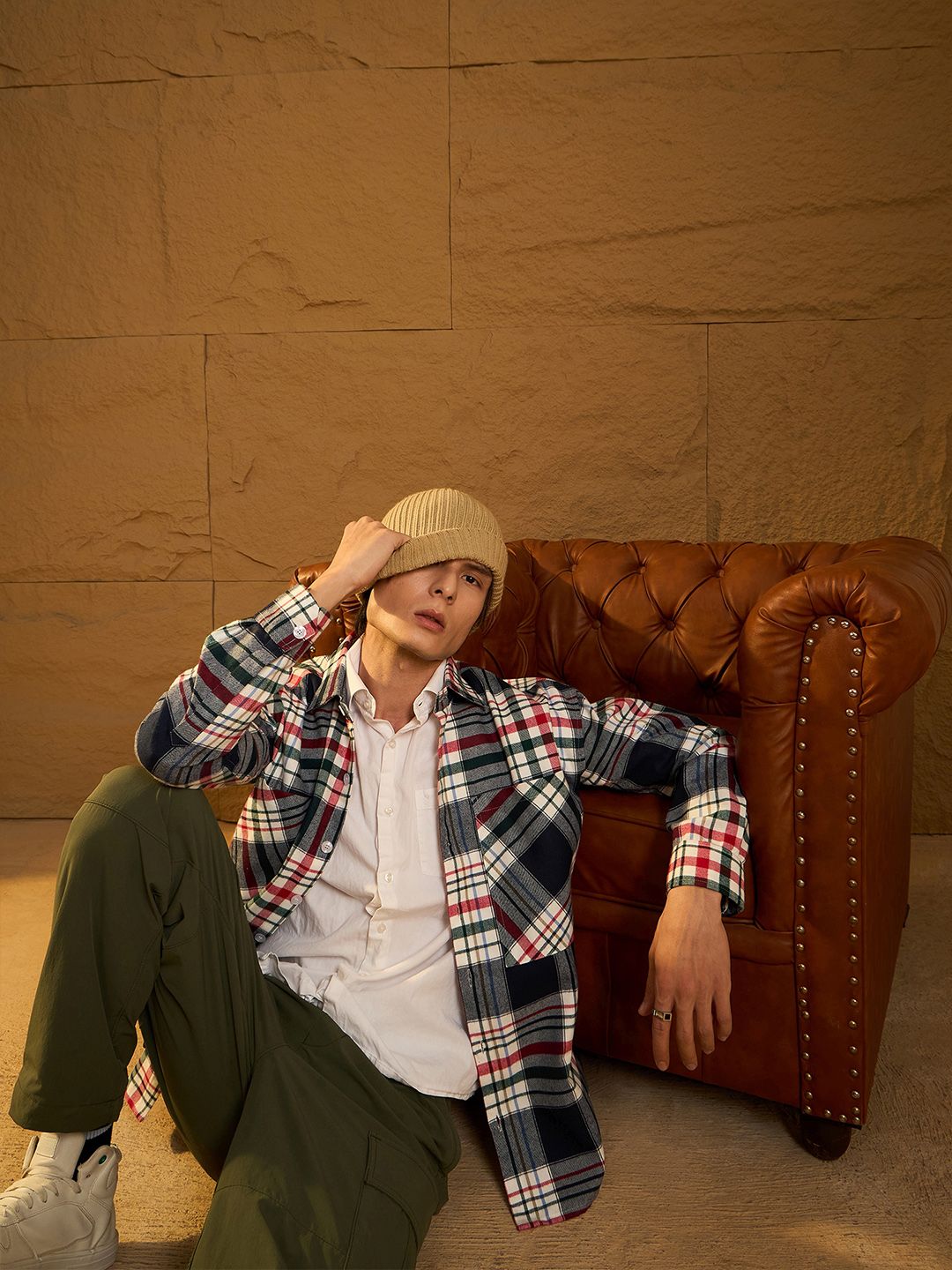 Dennison Men Double Pocket Drop Bahu Kapas Berlebihan