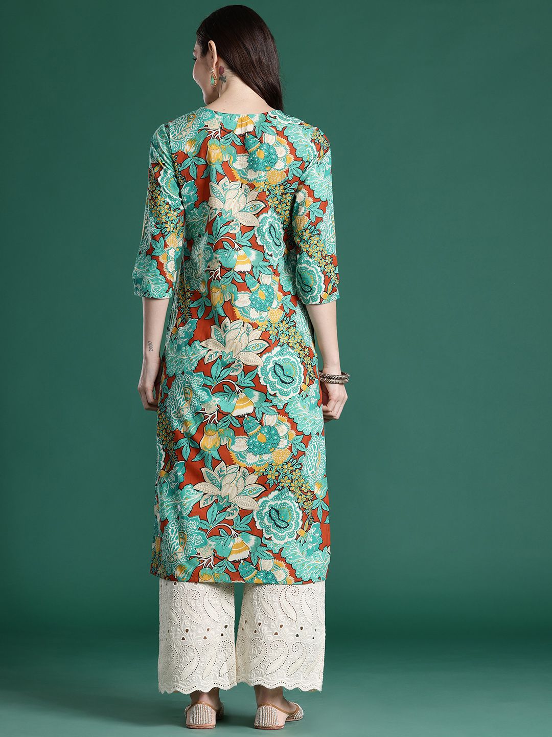 Indo Era Floral Printed Pure Cotton Kurta