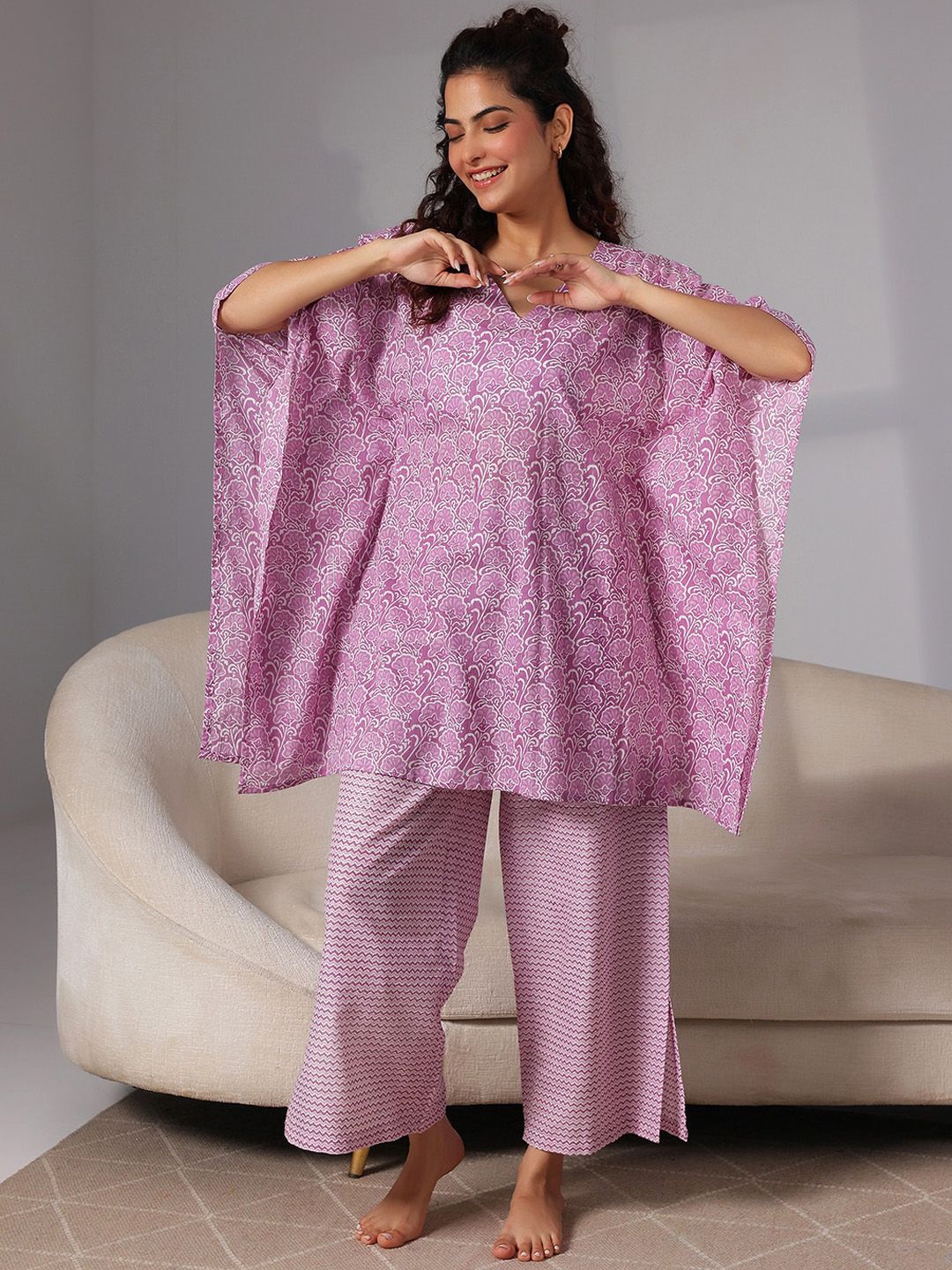 Libas Floral Printed Pure Cotton Night Suit