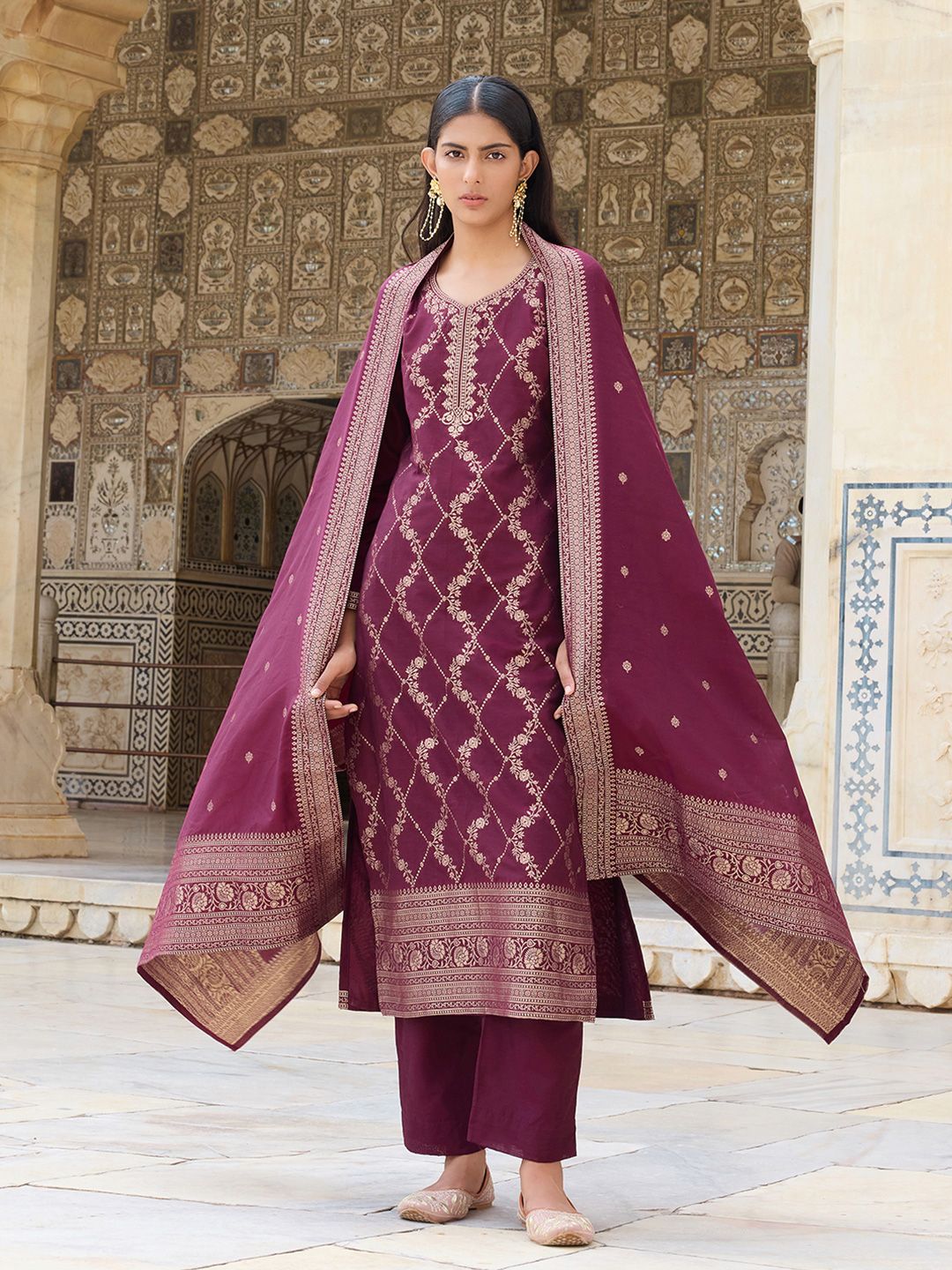 KALINI Women Regular Kurta with Trousers & With Dupatta