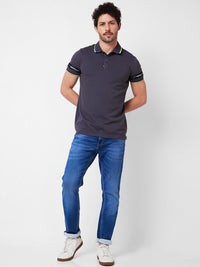 SPYKAR Polo Collar Applique Cotton Slim Fit T-shirt