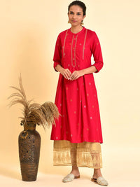 W Women Ethnic Motif Hem Design Palazzos