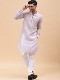 See Designs Woven Design Mandarin Collar Kurta with Pyjamas