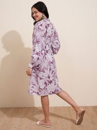 Vishudh  Women Floral Print Midi Shirt  Dress