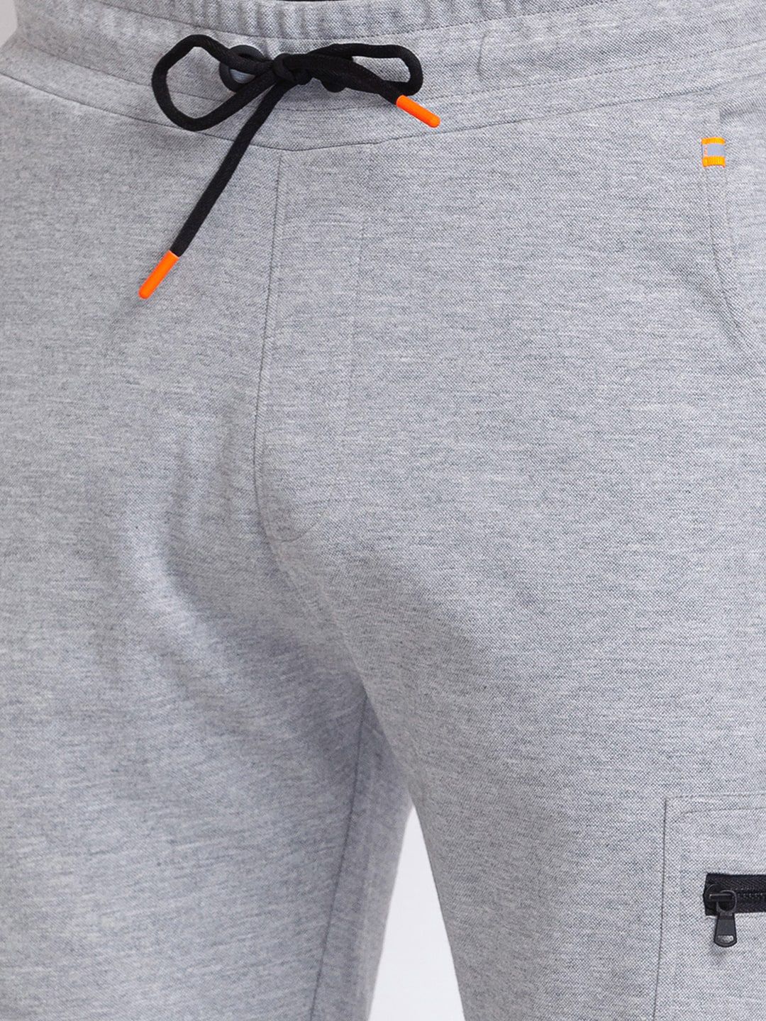 SPYKAR Men Melange Grey Solid Slim-Fit Cotton Jogger