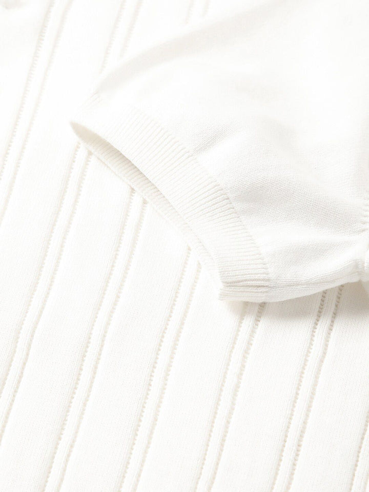 THE BEAR HOUSE Striped Polo Collar Pure Cotton T-shirt