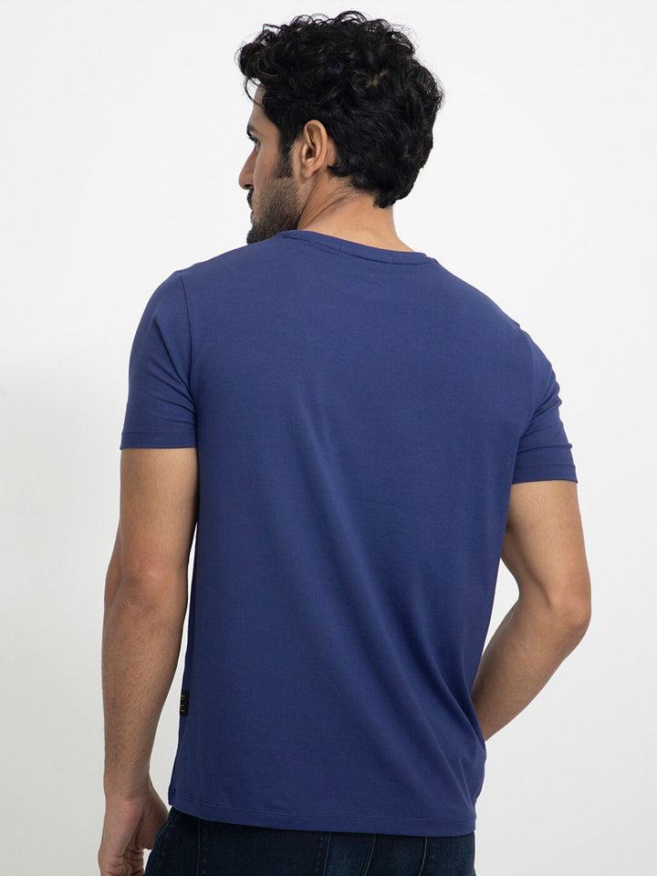 RARE RABBIT Men Cubana Graphic Printed Slim Fit Cotton T-Shirt