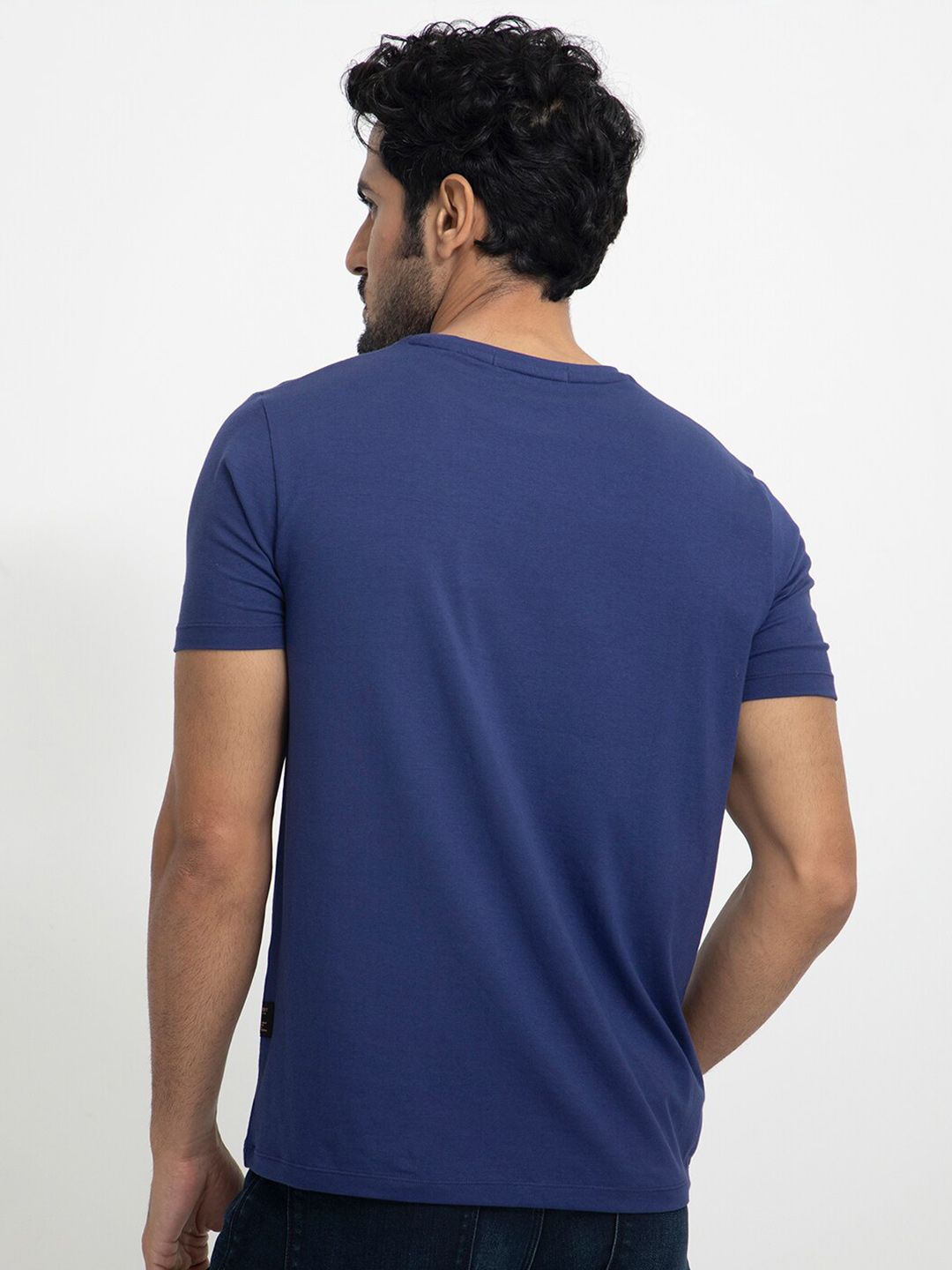 RARE RABBIT Men Cubana Graphic Printed Slim Fit Cotton T-Shirt