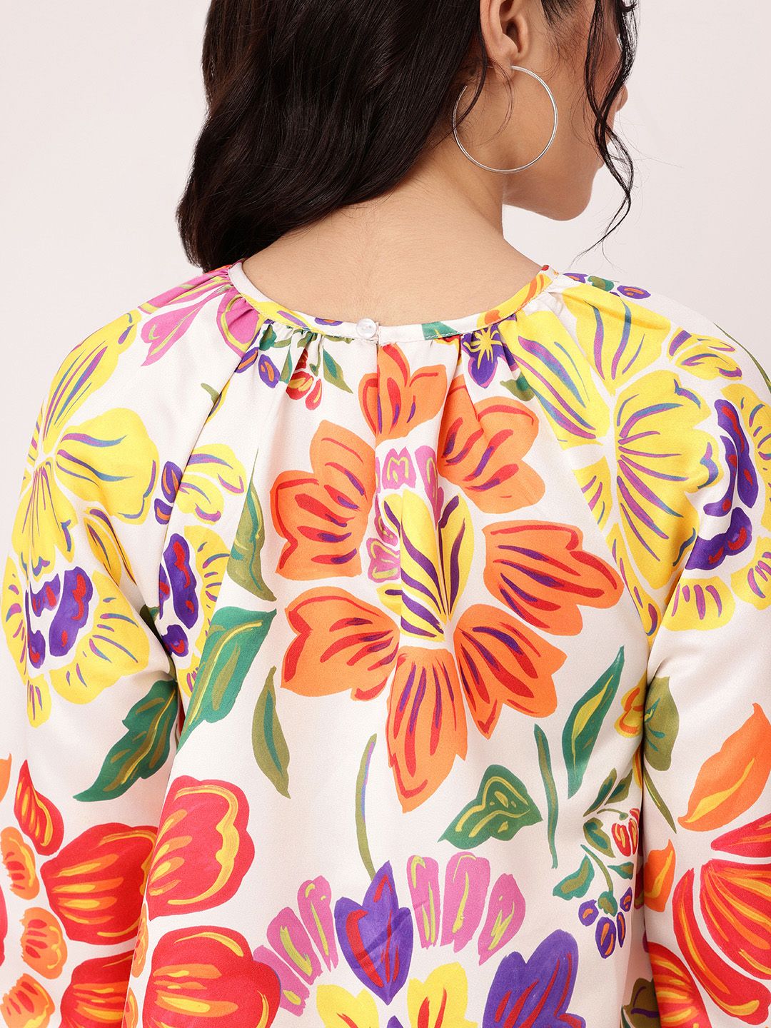 DressBerry Chic Vibrant Bloom Printed Gathered A-Line Mini Dress