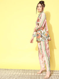 Indo Era Women Floral Printed Shirt with Trousers