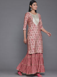 Libas Floral Yoke Design Round Neck Three-Quarter Sleeves Gotta Patti Kurta Set