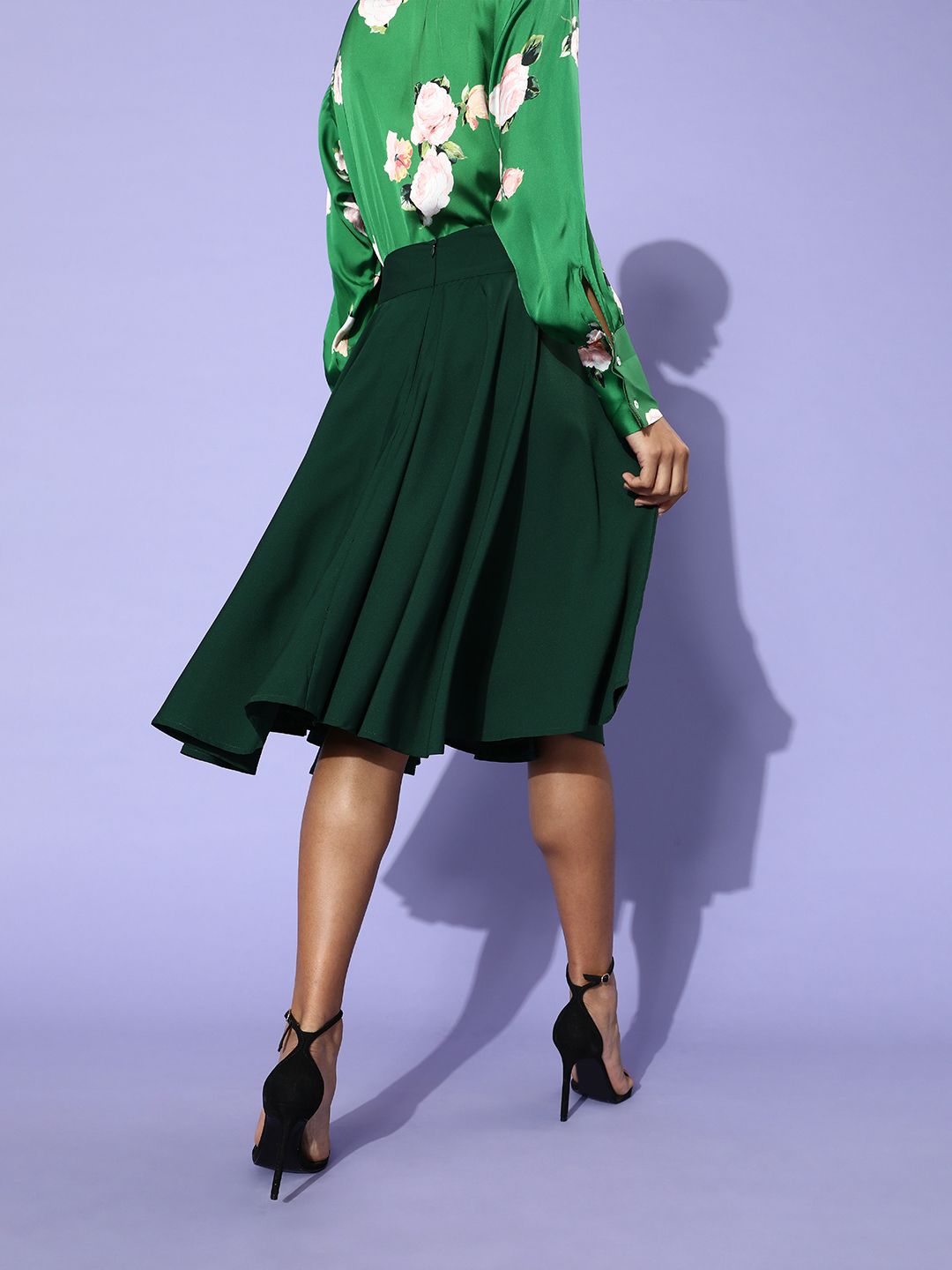 Berrylush Women Green Solid A-line Skirt