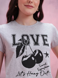 DressBerry Women Typography Printed Crop T-shirt