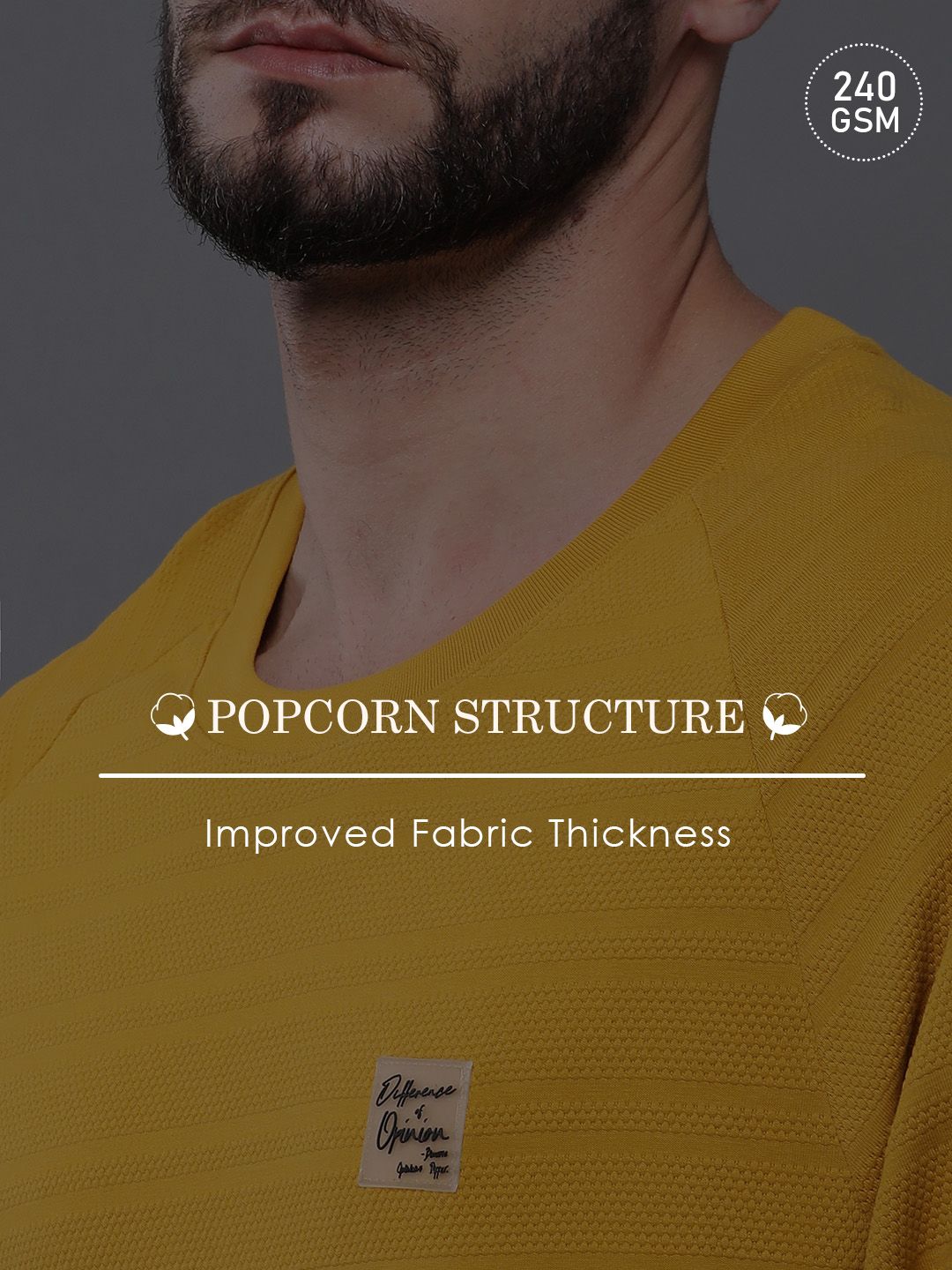 Difference of Opinion Men Solid Popcorn Structure Oversized Raglan T-Shirt