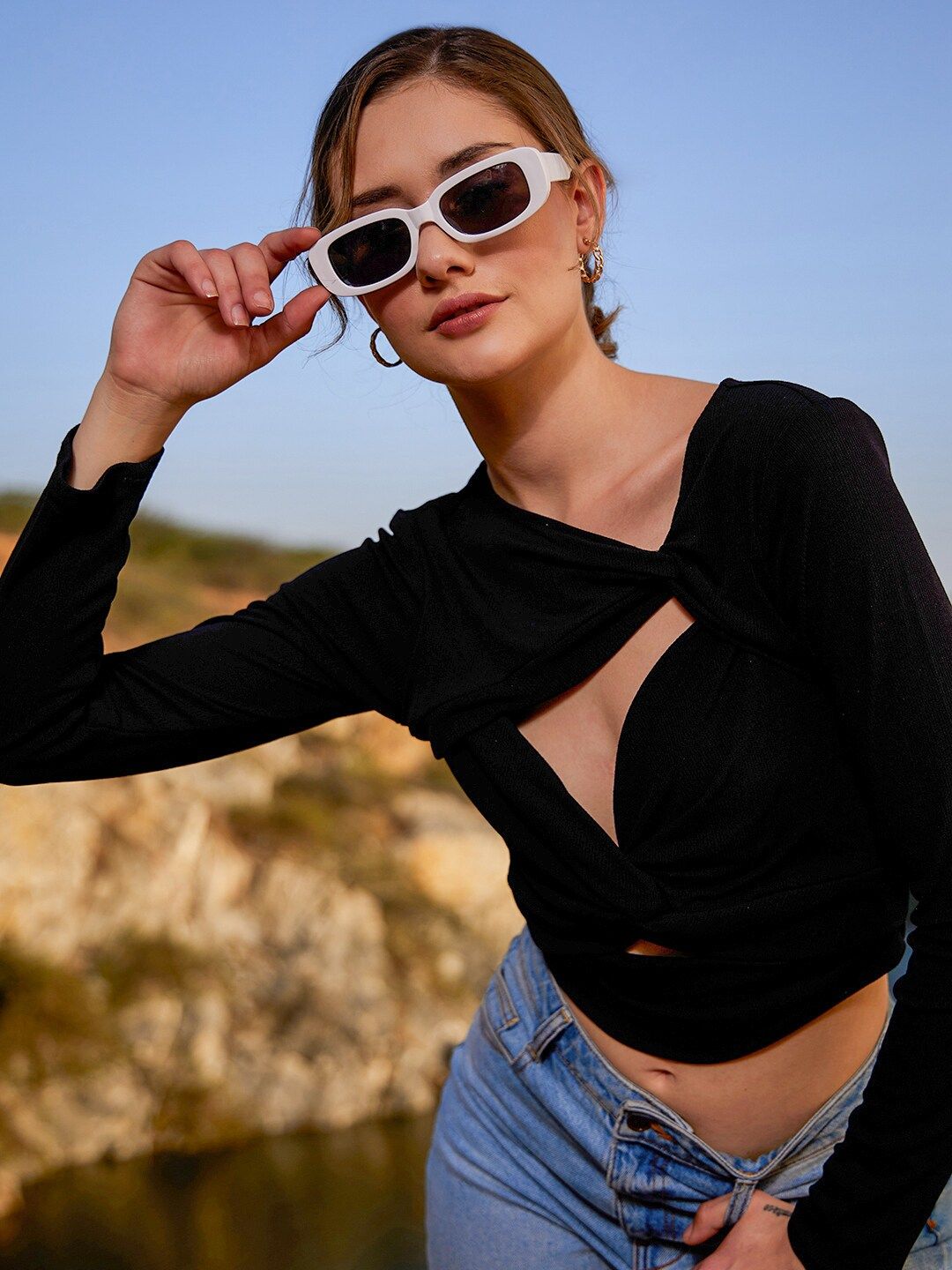 Athena Twisted Wrap Crop Top