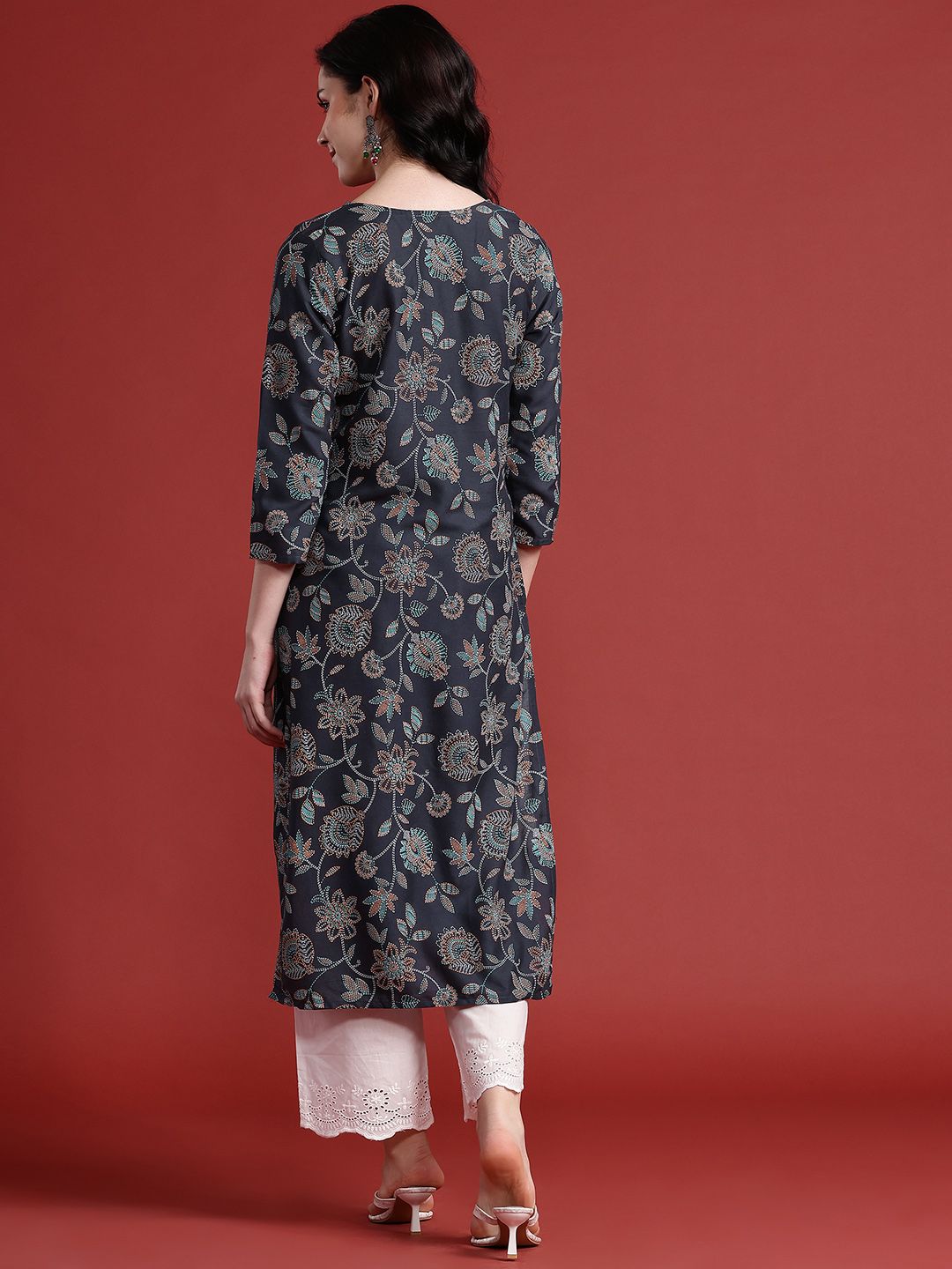 Anouk Floral Printed Straight Kurta