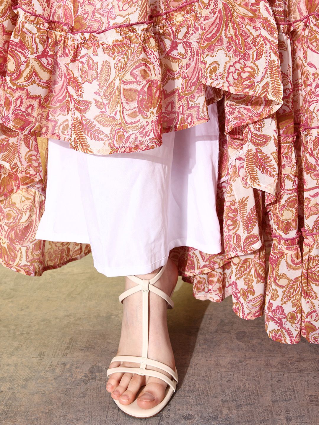 QUIERO Printed Waist Tie-Ups Basic Jumpsuit