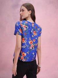 DressBerry Floral Printed Petal Sleeve Top