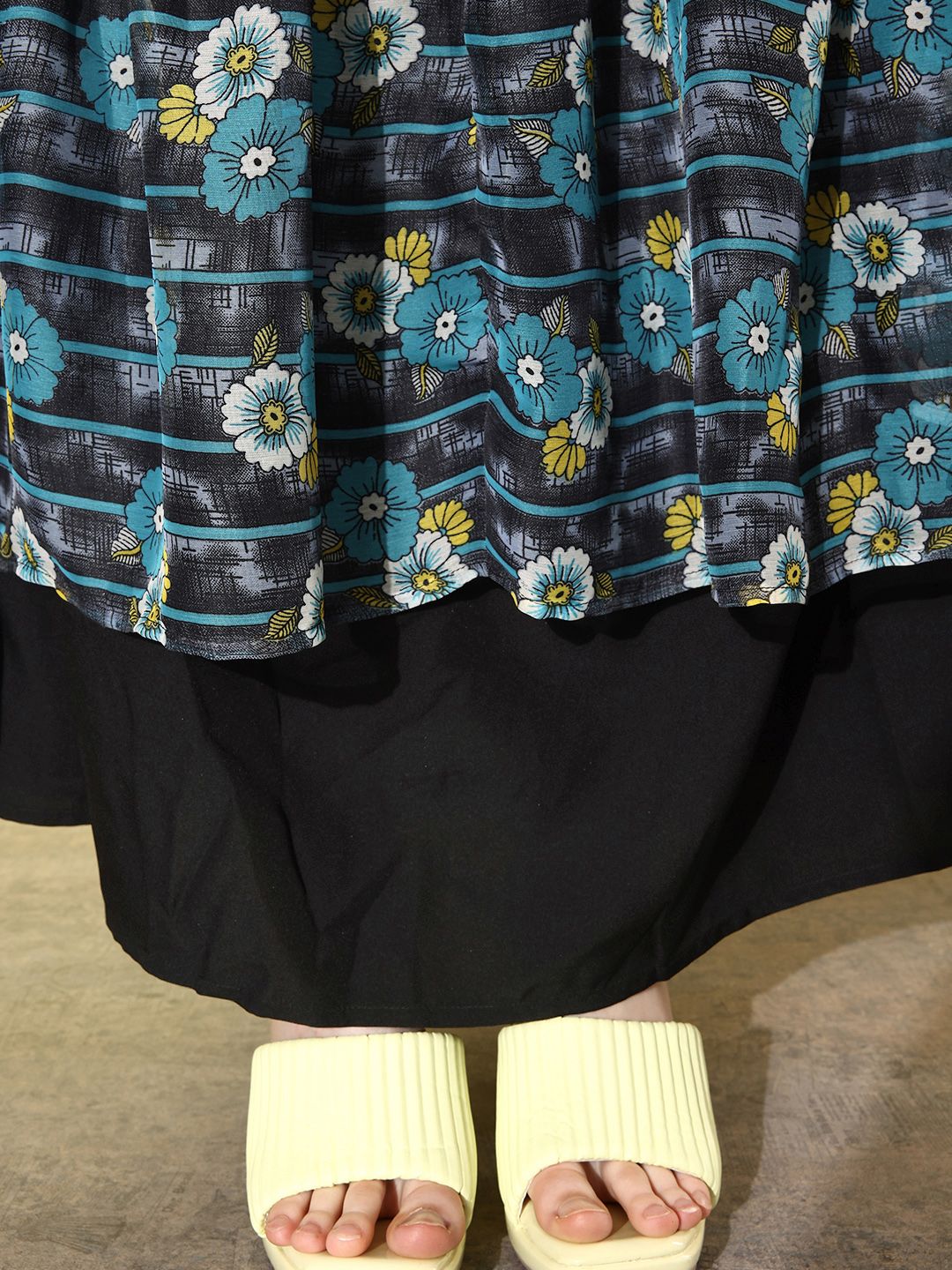 QUIERO Floral Printed Tie-Ups Detailed Georgette Maxi Dress