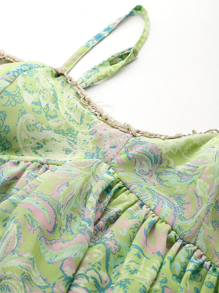 all about you Printed Ethnic Maxi Dress with Dupatta