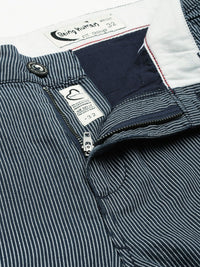 Being Human Men Cotton Linen Striped Chinos Trousers