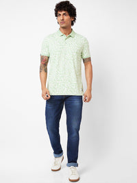 SPYKAR Floral Printed Polo Collar Slim Fit T-shirt