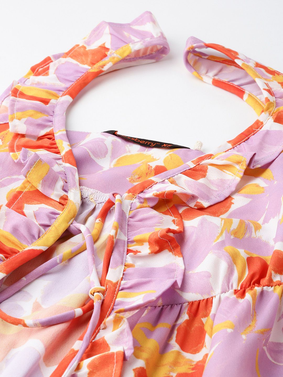 DressBerry Flower Fantasy Ruffle Ramble Tie-Up Top