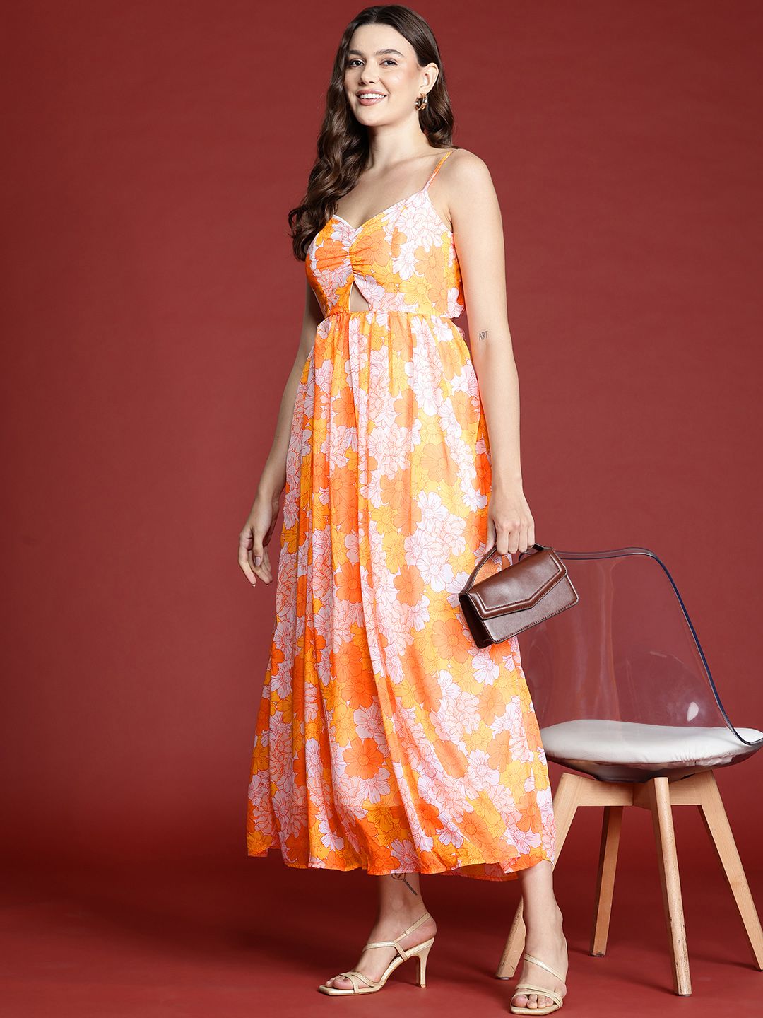 all about you Floral Print Cut-Out Maxi Dress