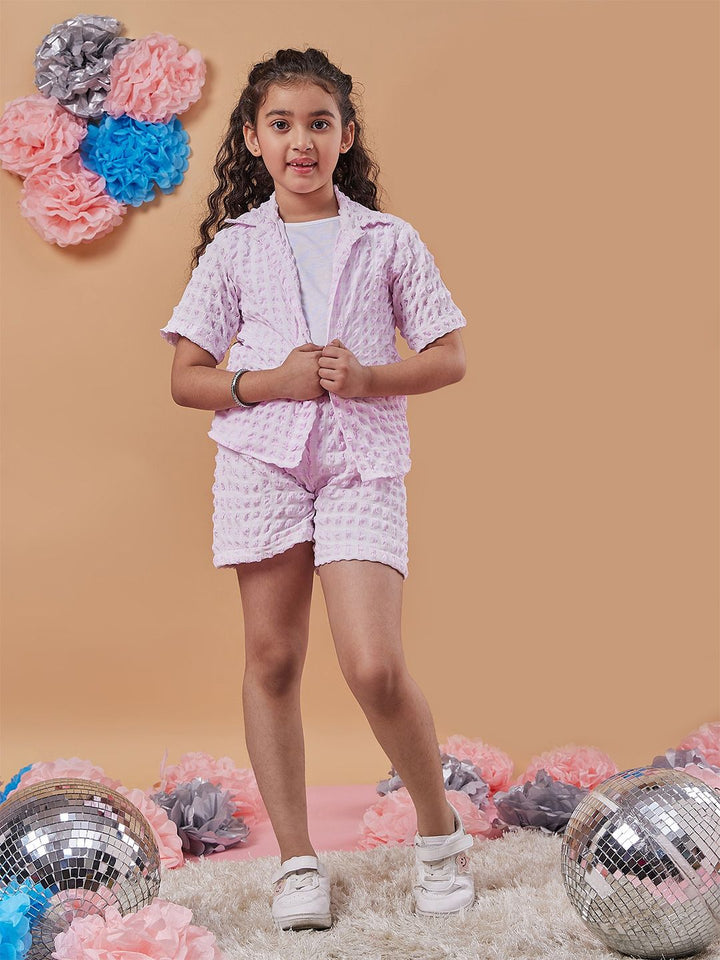 pspeaches Girls Self Design Shirt With Shorts