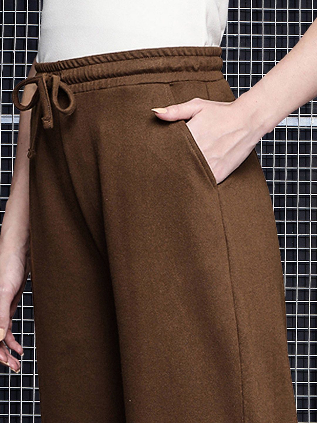 SASSAFRAS Women Brown Cotton Relaxed fit Track Pants