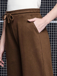 SASSAFRAS Women Brown Cotton Relaxed fit Track Pants