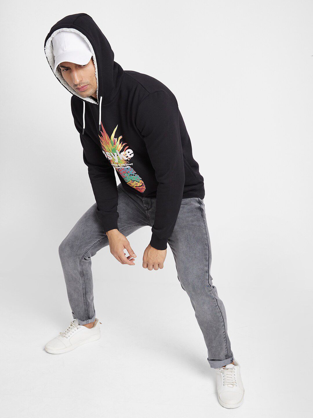 Being Human Graphic Printed Hooded Cotton Pullover